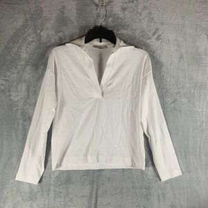 Vince Women's Polo‎ Top White Easy Long Sleeve XXS 100% Cotton Sustainable NWT